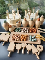 baby montessori toy unpaint wooden sort cups with beads sensory popsicles birthday cake with digital candle