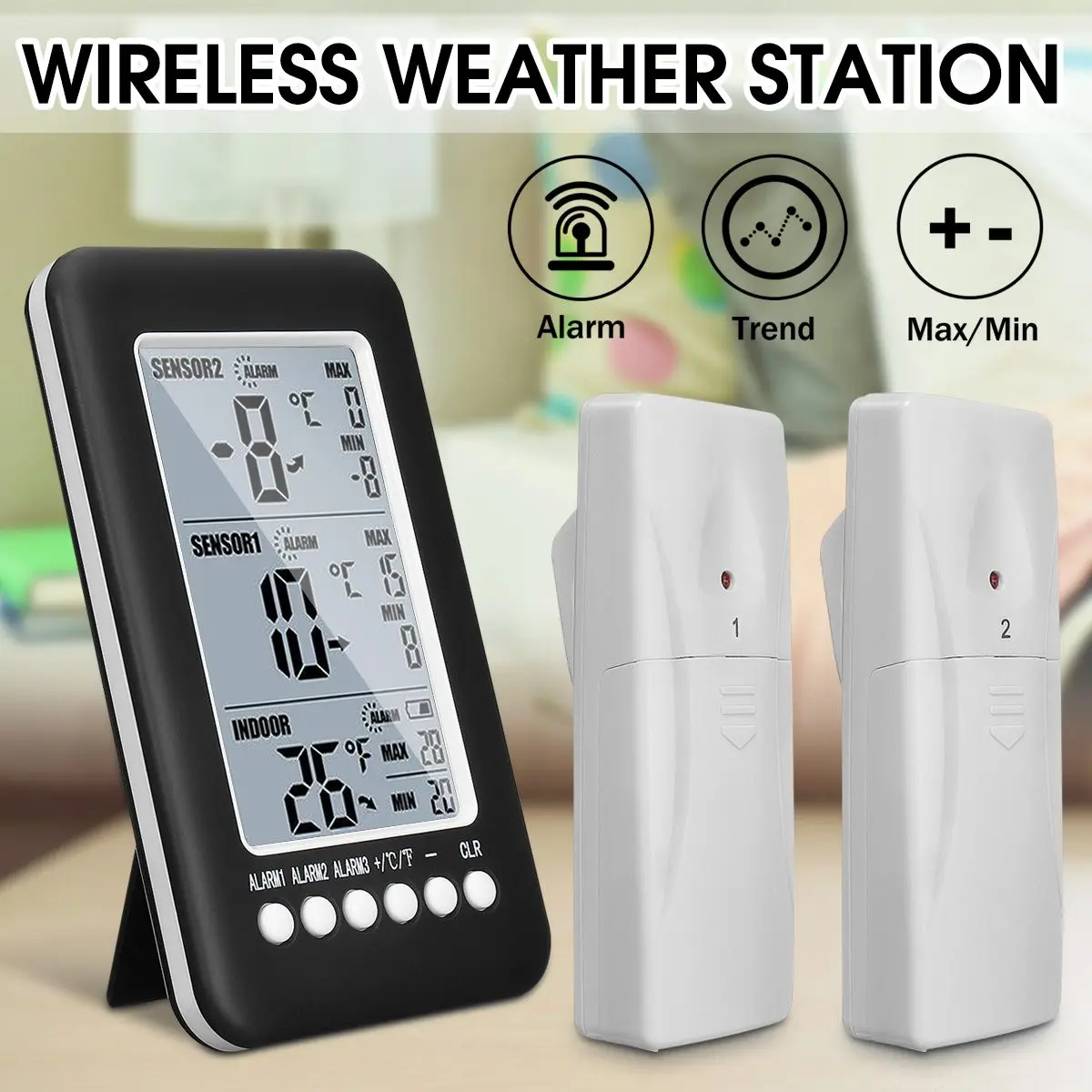 wireless weather station sensor alarm thermometer digital indoor outdoor thermometers electronic refrigerator thermometer free global shipping