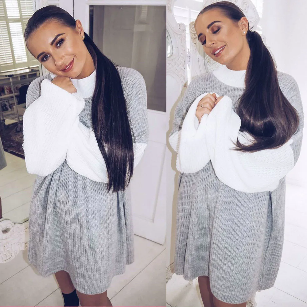 Женские свитера повседневный джемпер с длинным рукавом и круглым вырезом