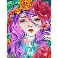 fsbcgt oil painting by numbers cartoon beauty flower girl diy pictures by number drawing on canvas home art number decor