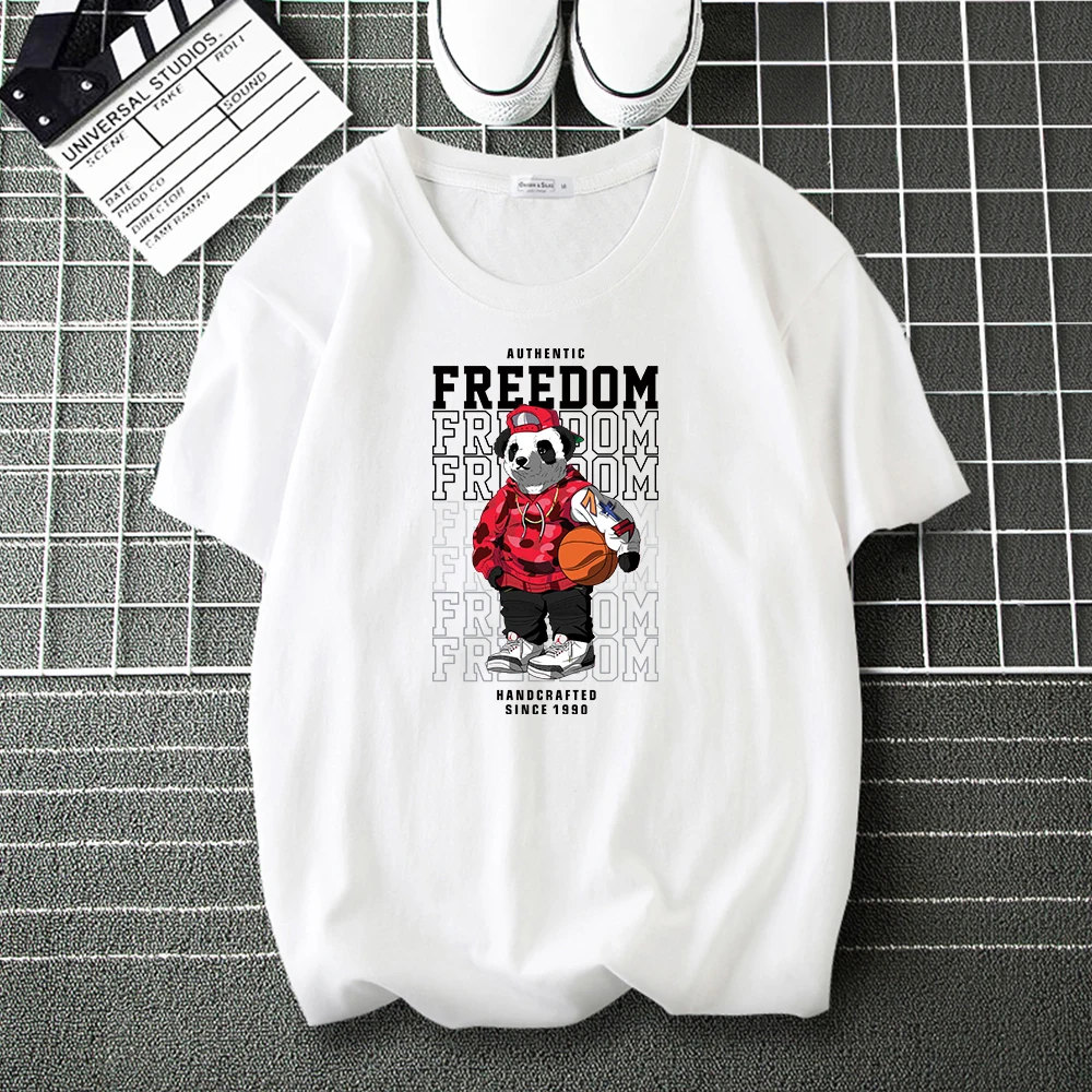 

Cartoon Panda Sports Funny Tee Shirt for Men Fashion T Shirt Brand Casual Loose Tops Male Hip Hop Harajuku T-Shirts