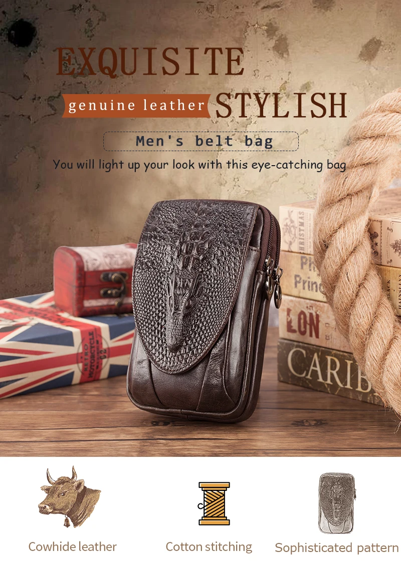 Genuine Leather Men's Waist Fanny Pack Mobile Phone Pouch Soft Cowhide Cross Body Zipper Money Purses Hip Bum Belt Bags For Men