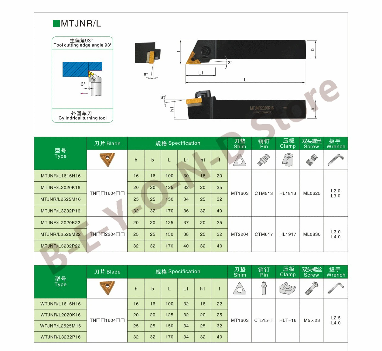 

BEYOND MTJNR MTJNL MTJNR1616H16 MTJNR2020K16 MTJNR2525M16 MTJNR3232P16 MTJNR4040R16 Turning Lathe Tool Holder use TNMG Inserts