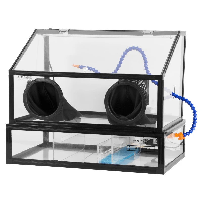 

Transparent acrylic dust-proof work box Water circulation base Comes with dust-collecting fan Polishing machine work box