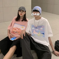 japanese streetwear cartoon anime couple t shirts for teenage girls in pink clothes tee ulzzang gothic y2k urban school clothes