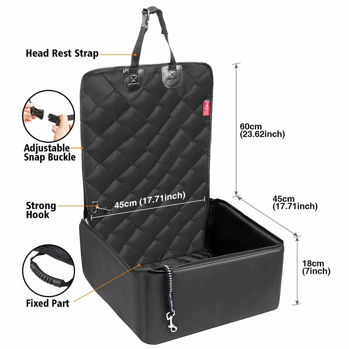 

Dog Car Seat Cover Folding Hammock Pet Carriers Bag Carrying Anti-Collapse Pet Booster Car Seat with Clip-On Safety Leash