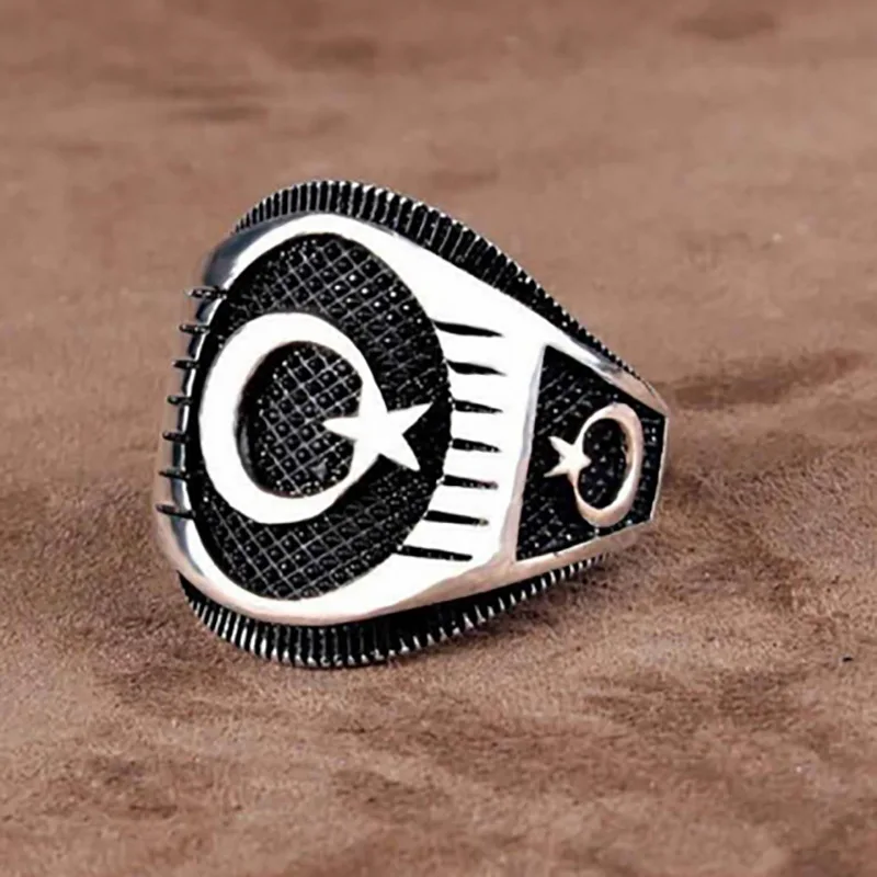 Creative European and American Wind Moon In Love with Stars Rings for Men Engagement Party Wedding Jewelry Size 6-13