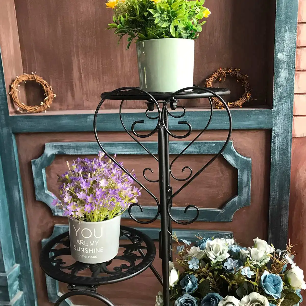 Подставка для растений из кованого железа 5 ярусов полка цветов простая балкона