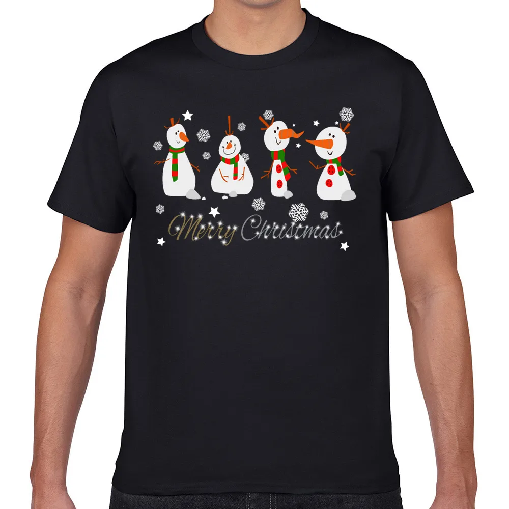 

Tops T Shirt Men snowmen snowflake merry christmas 2021 idea Kawaii Inscriptions Geek Print Male Tshirt