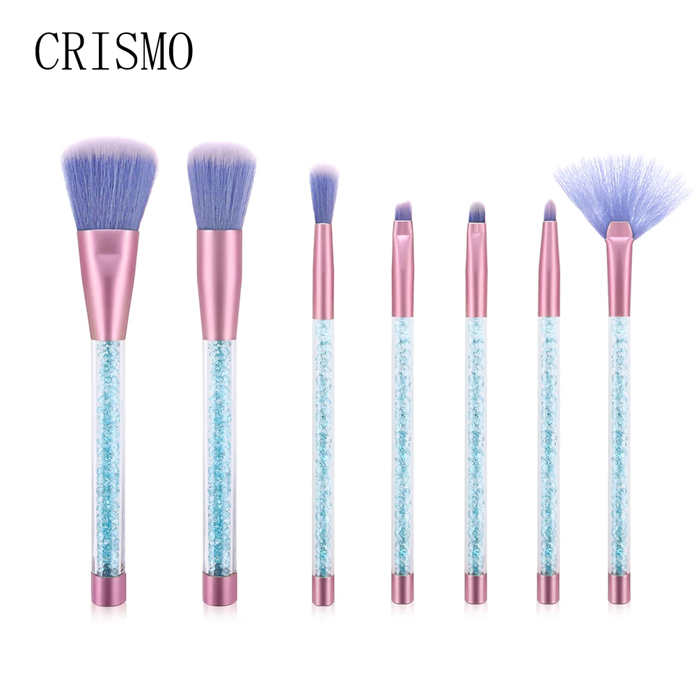 CRISMO 7Pcs Glitter Diamond Crystal Handle Makeup Brushes Set Powder Foundation Face Make Up Brush Cosmetic | Красота и здоровье