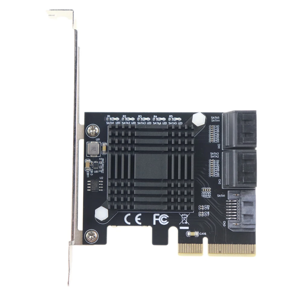 PCI Express 3 0x4 до 5 портов SATA III 6 Гбит/с Контроллер Расширения карта Поддержка порт