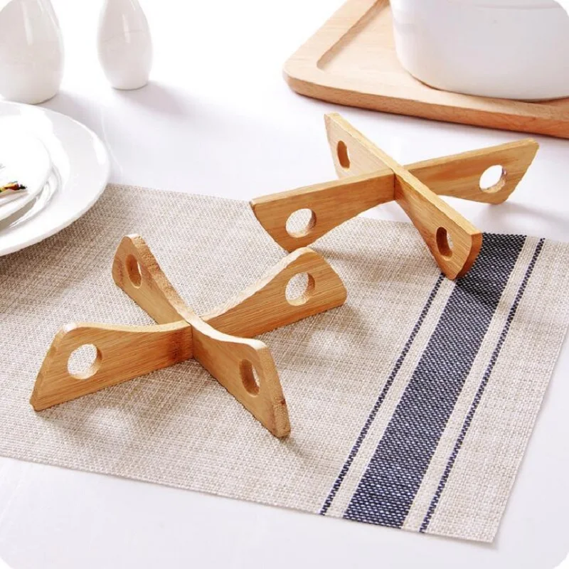 

Tray Rack Dish Rack Detachable Wood Table Mat Kitchen Pot Heat Insulated Cooling Dish Potholders Gadget Holder Kitchen Items