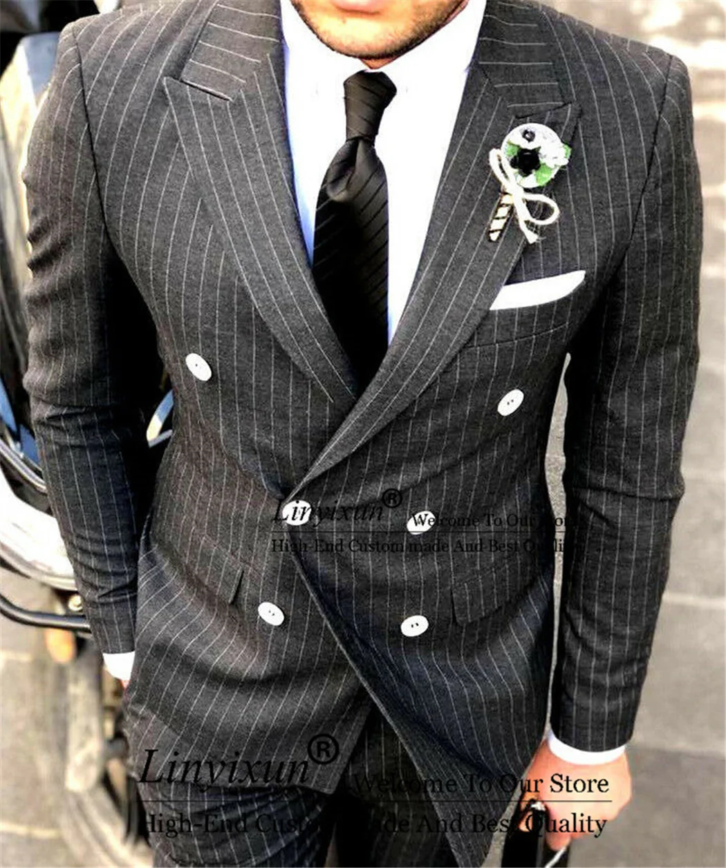 

Classic Ivory Jacquard Pattern Peaked Lapel Groom Wedding Tuxedos Slim Fit Men Suits For Prom Party Blazer 2Pieces Costume Homme
