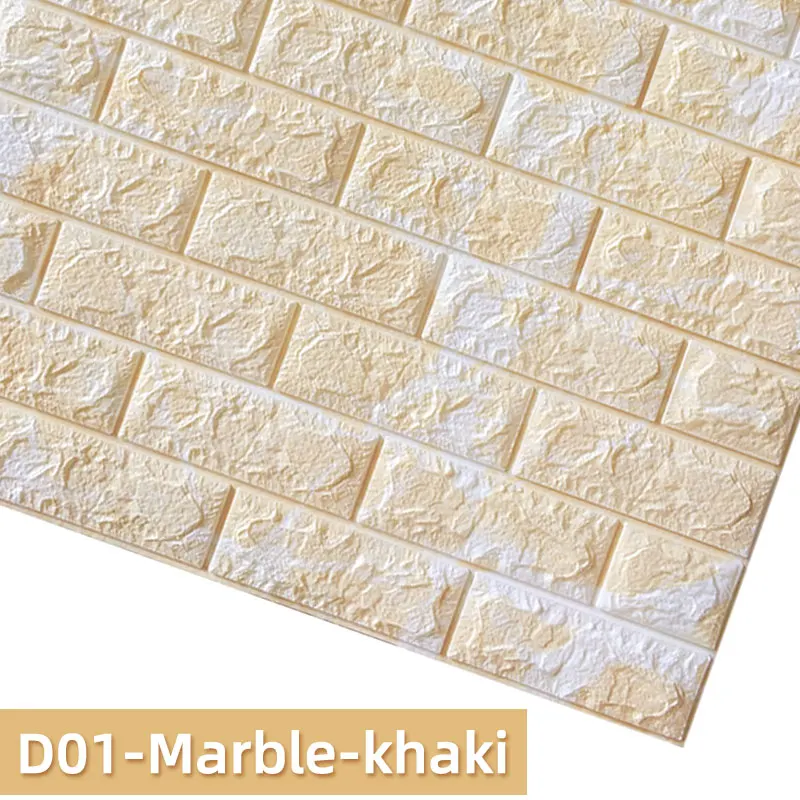 D01-Marble-Khaki Kaguyahime 3D DIY самоклеющиеся обои кирпич Водонепроницаемая настенная декоративная наклейка для детской комнаты кухонные обои наклейки для дома - Цвет: D01-Marble-Khaki