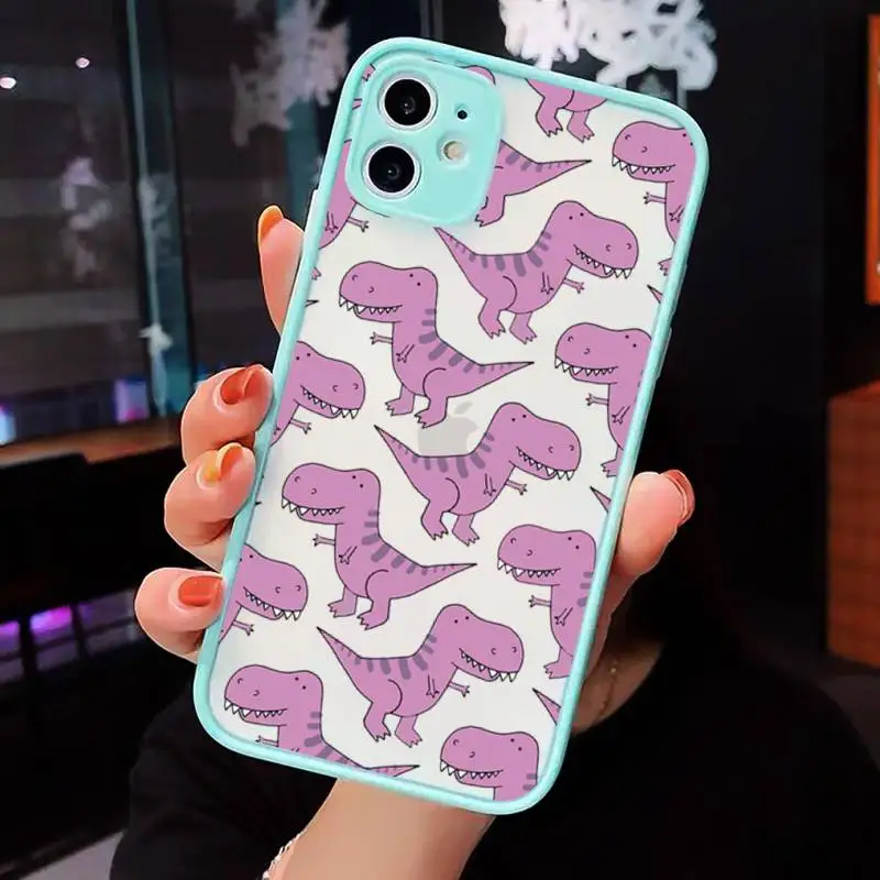 

Cute cartoon Little dinosaur animal Phone Cases matte transparent For iphone 7 8 11 12 plus mini x xs xr pro max cover