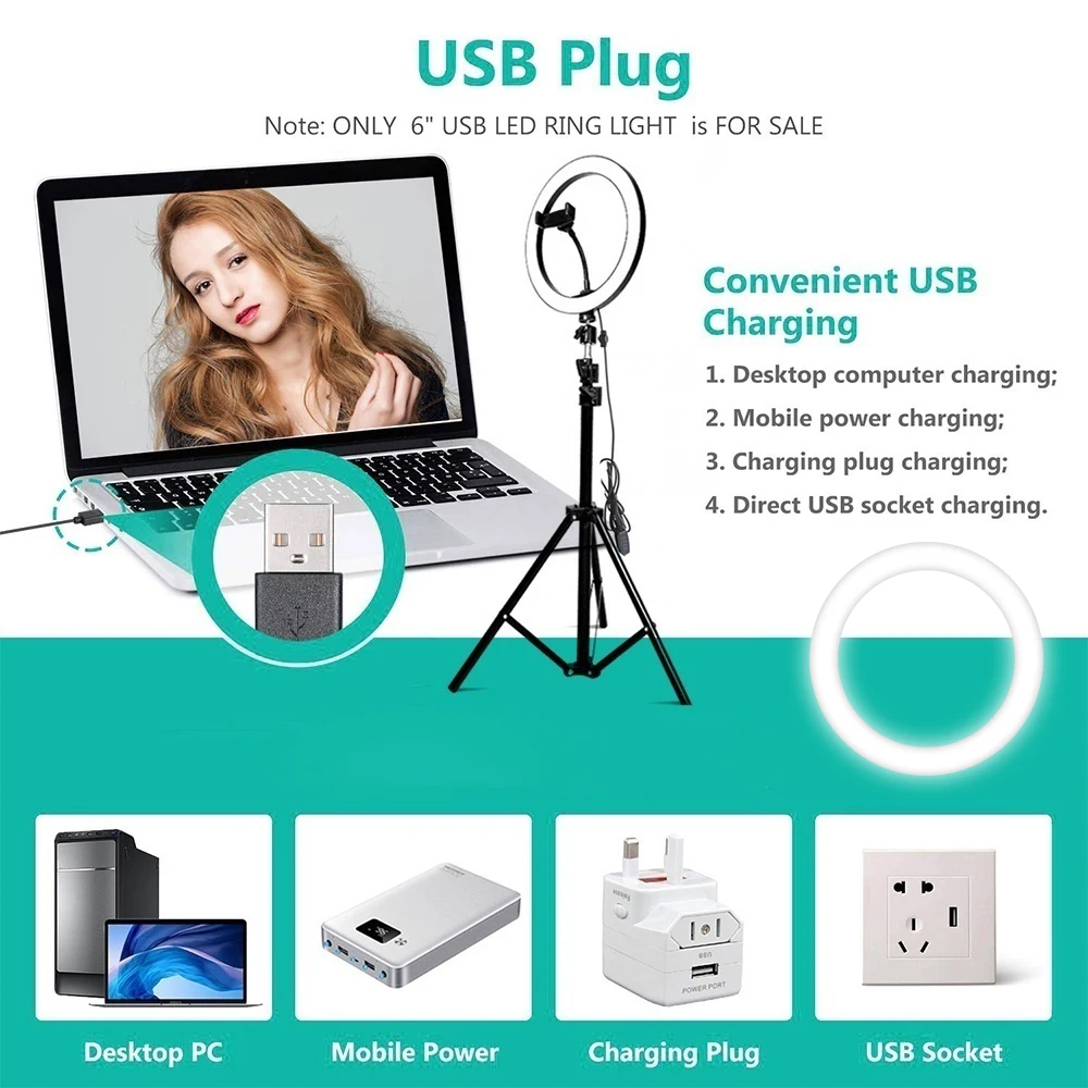 

10/12 inch LED Selfie Ring Light Dimmable Ring Lamp Photo Video Camera Phone Studio light YouTube Live Photography Fill Light