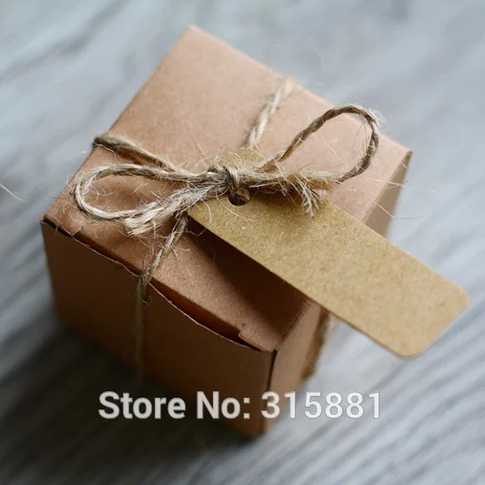 Крафт-бумаги Бумага квадратной формы шоколада Коробки пользу Baby Shower коробка