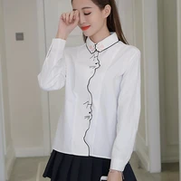 women blouses shirt embroidery pattern white shirt female down cat women tops long sleeve office young girl shirt blusa 660h
