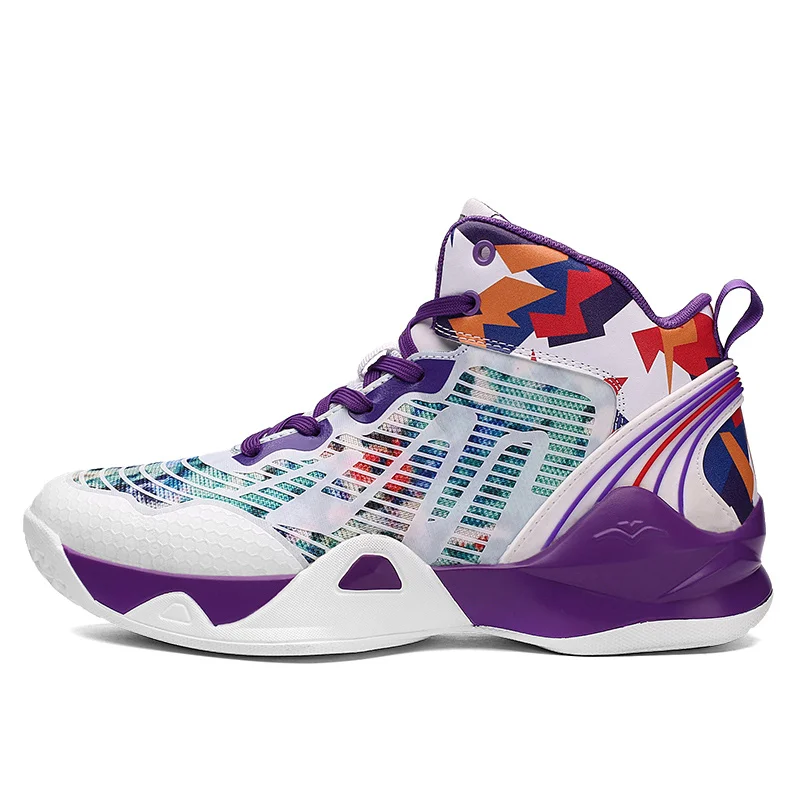 New Arrivals White Chunky Basketball Shoes Men Anti-shock Sports Shoes Fashion Printed High top Hip-hop Men Sneakers Basketball