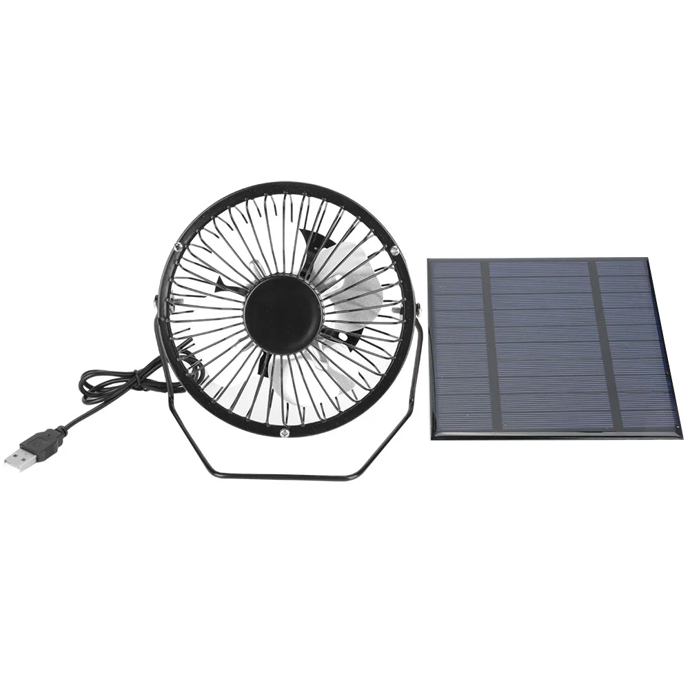 

Black Solar Panel Powered USB Fan 2.5W Cooling Ventilation For Outdoor Travel