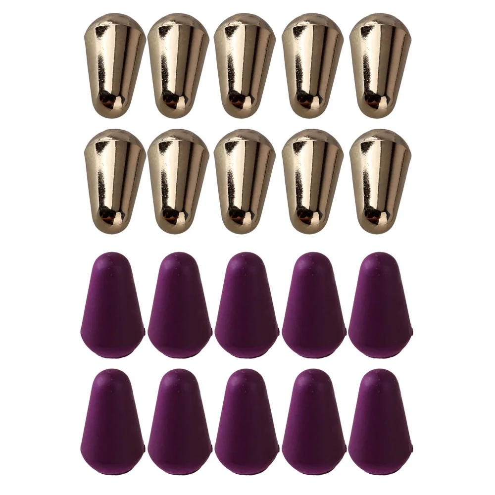 10 x lila gold musik teil elektrische gitarre kunststoff 5 weg spitze schalter knob cap gitarre schalter volume taste kappe free global shipping