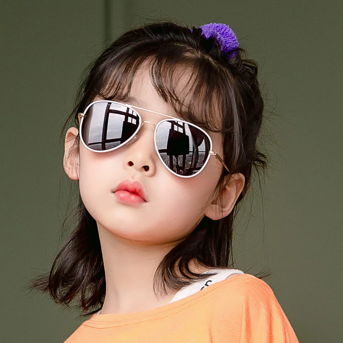 

2020 Pilot Children Sunglasses Shooting Frog Mirror Resin Sun Glasses Eye Goggles Polarized Party Festival Silver Metal Frame