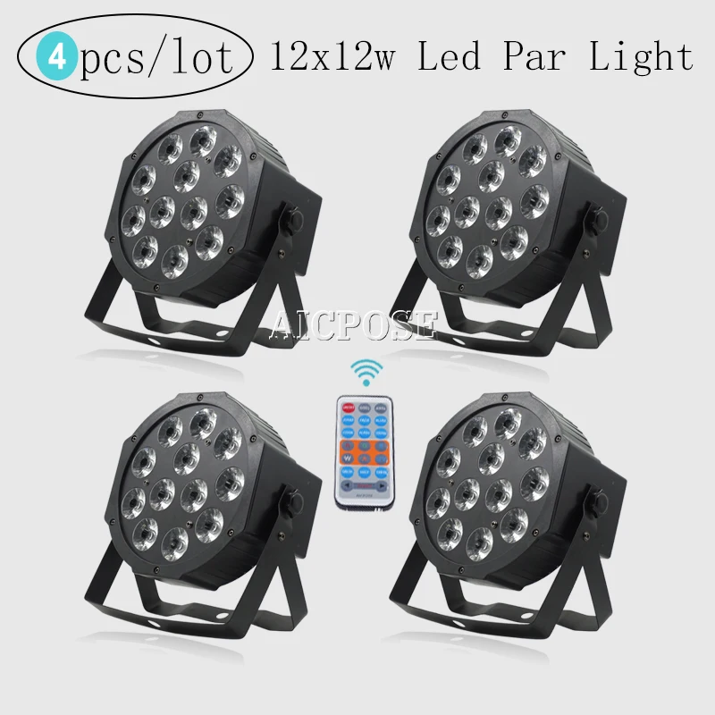 4 шт./Лот 12x12 Вт светодиодный Par с дистанционным управлением 12 шт. светодиодные