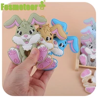 fosmeteor 1pcs new baby teether cartoons animal rabbit chewing pandent accessories diy jewelry pacifier clip teething toy