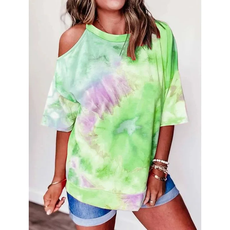 

Hot Style Kawaii Clothes Women's Tie-Dye Printed T-Shirt and Blouse Tops