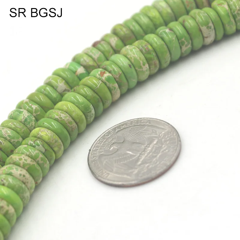 Бесплатная доставка BGSJ 3x10 мм Rondelle морской осадочный яшма зеленый драгоценный