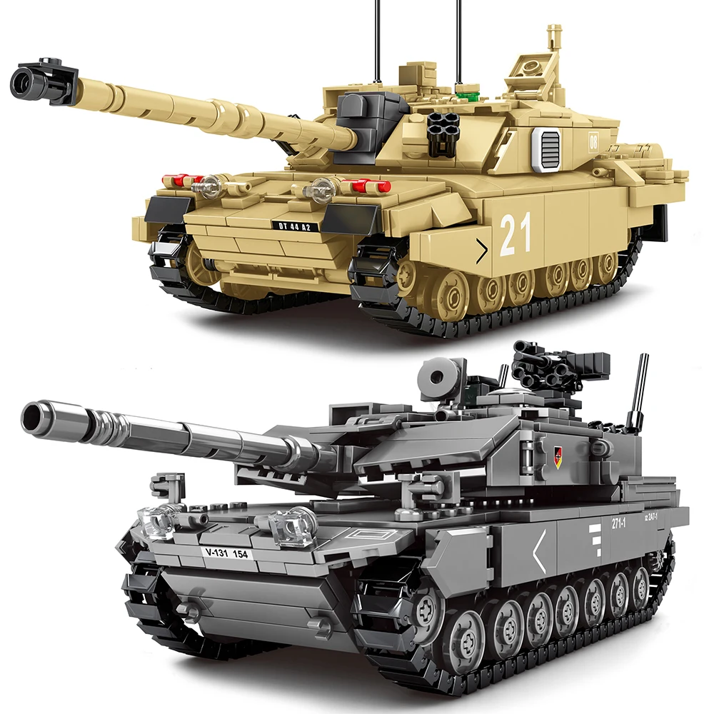 

Military Series Main Battle Tank Building Blocks Leclerc Leopard 2A7+ Type 10 challenger 2 Heavy Tank City Army Kids Toys Gifts