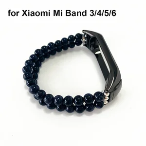 Ремешок из натуральных блестящих бусин для Mi Band 6, Mi Band 5, 4, ремешок сделай сам, каменный браслет для Xiaomi Mi Band 3, сменный Браслет для наручных часов