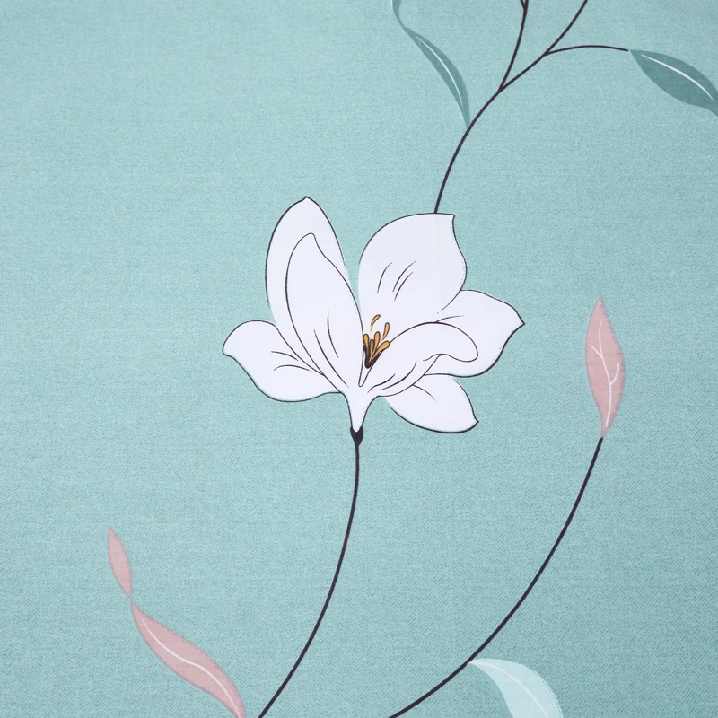 Модный белый цветочный зеленый пододеяльник с молнией хлопковый двойной полный