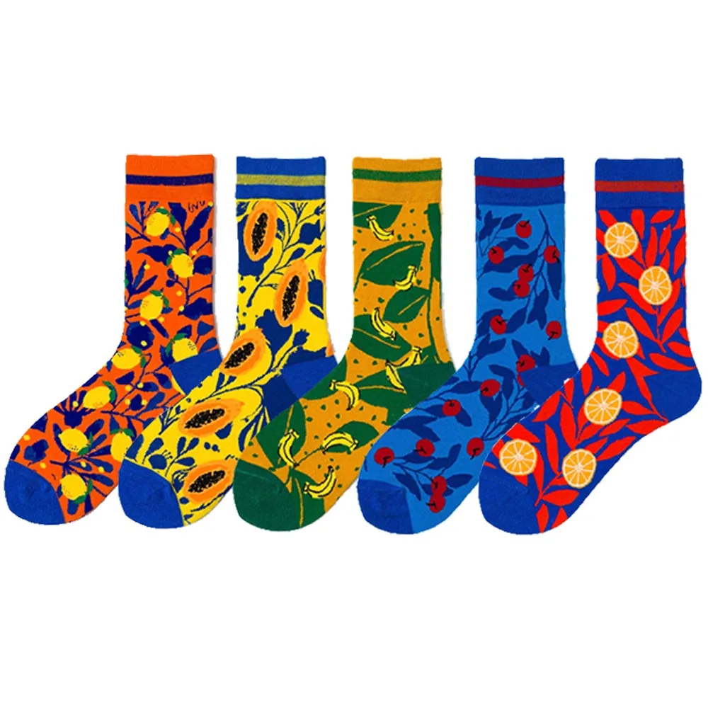 21 5 пар/лот Зима Новое поступление счастливые носки горячая Распродажа повседневные Хип-хоп модные дизайнерские смешное искусство уличная одежда носки для лодок подарки сумка - Цвет: 21