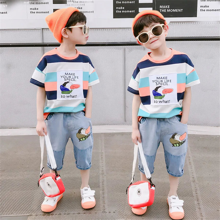 Детская одежда 2020 Лето Одежда для мальчиков подростков комплект одежды девочек