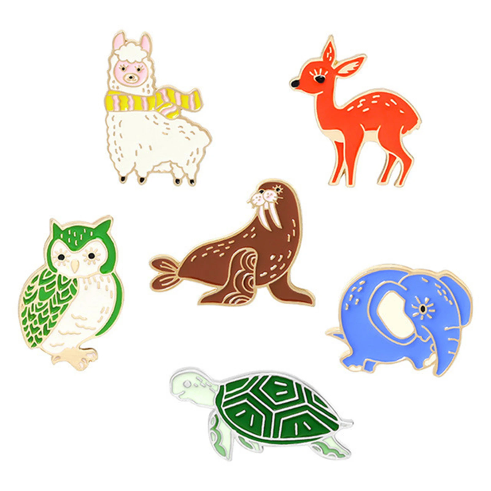 

Cute Cartoon Animal Brooches Blue Elephant Green Owl Deer Enamel Pins Clothes Collar Lapel Pin Bag Metal Badge Jewelry Girl Gift