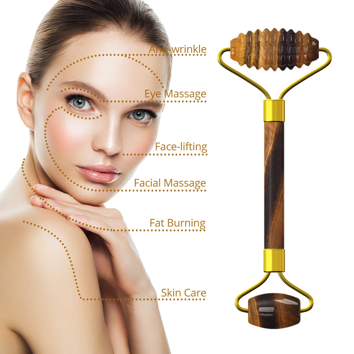 

Face Care Tiger Eye Roller Gua Sha Scraper Crystal Sleep Mask for Face Lifting Anti-wrinkle Facial Massager Skin Care Massager