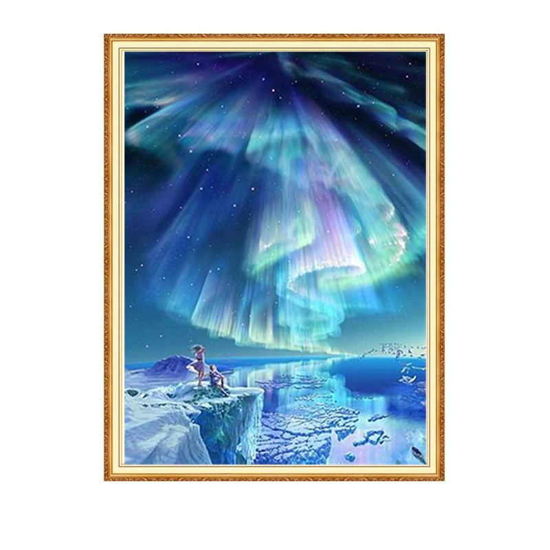 Алмазная 5D Вышивка MEIAN цвет бриллиант полностью круглая/круглая алмазная