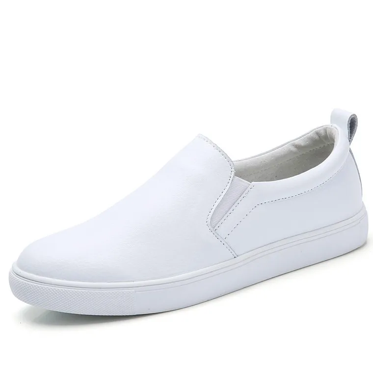 505 White STQ/ г. женские весенние туфли на плоской подошве кожаные лоферы, балетки белые кроссовки Женская обувь без шнуровки черный теннисные туфли для женщин 505 - Цвет: 505 White