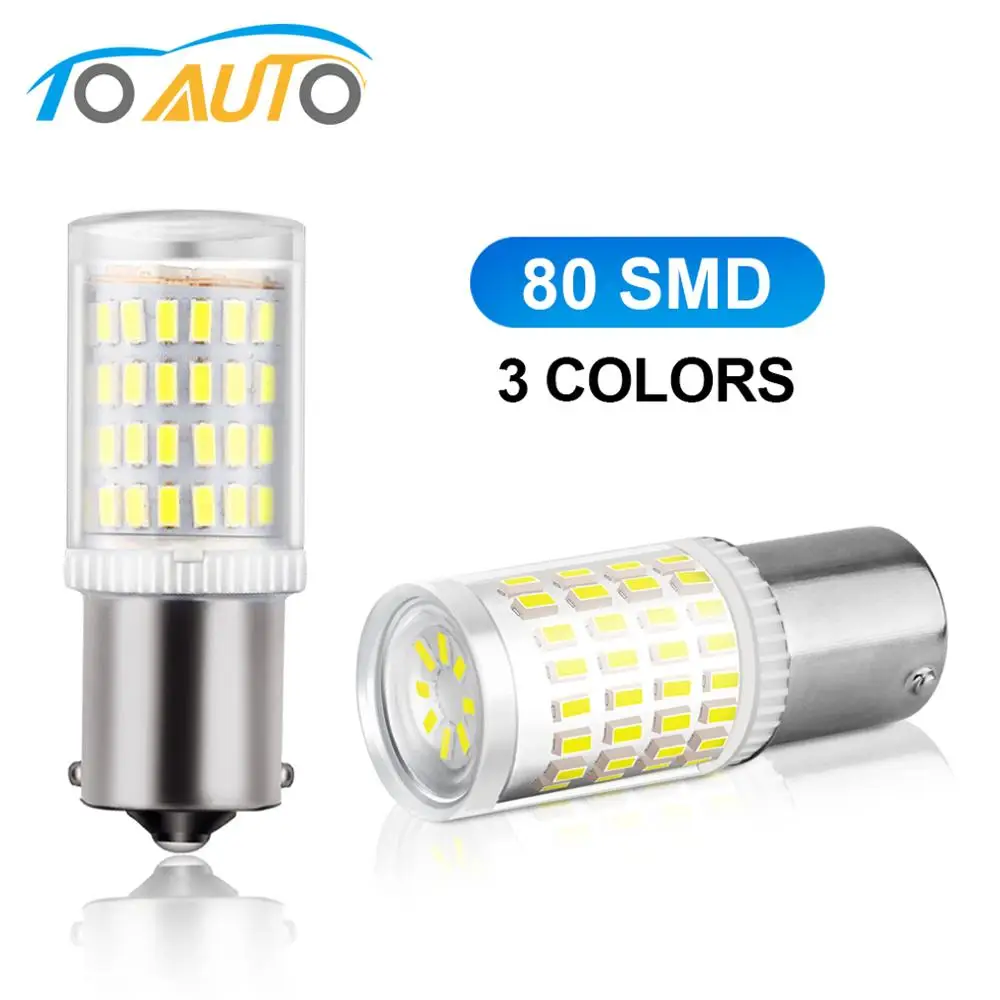 2 шт. Автомобильные светодиодные лампы 1156 BA15S P21W 1157 P21/5W BAY15D 80 SMD 3014|Сигнальная