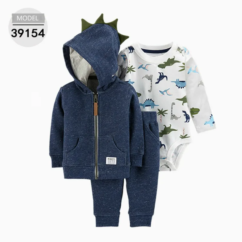 

3PCS Toddler Boys Girls Clothes Kids Outfits Set Warm Infant Baby Hoods Coats Costume Atumn Children Clothing Winter romper 2020