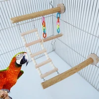 wood bird perch sleeping stand toy parrot swing climbing ladder chewing beads birdcage play gyms playground for lovebirds