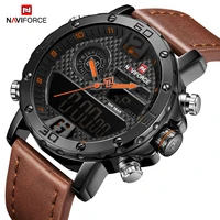 2021 new naviforce watch for men luxury casual sport waterproof calendar digital chronograph quartz leather male wristwatch 9134