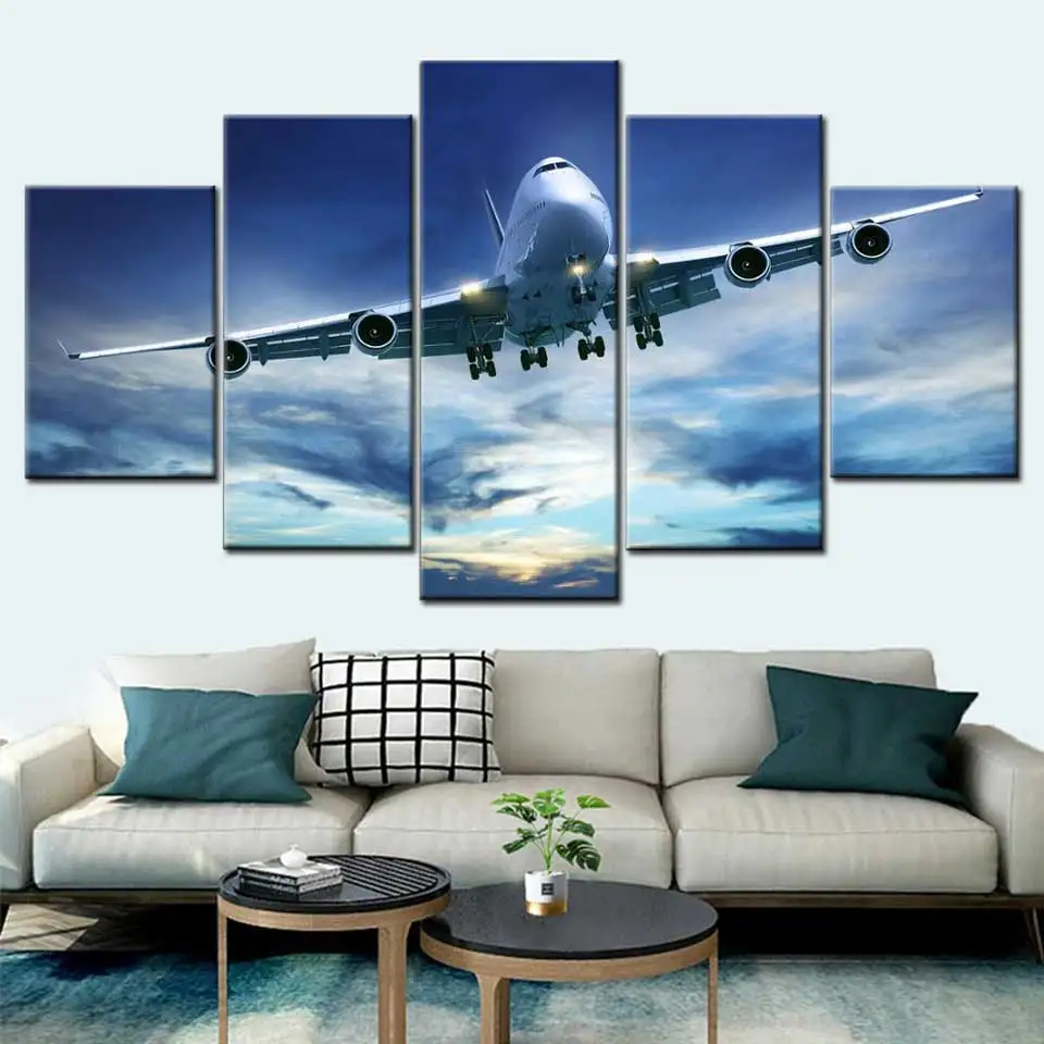 Картины на холсте Модульная картина принт прозрачный синий полет в небе плакат 5