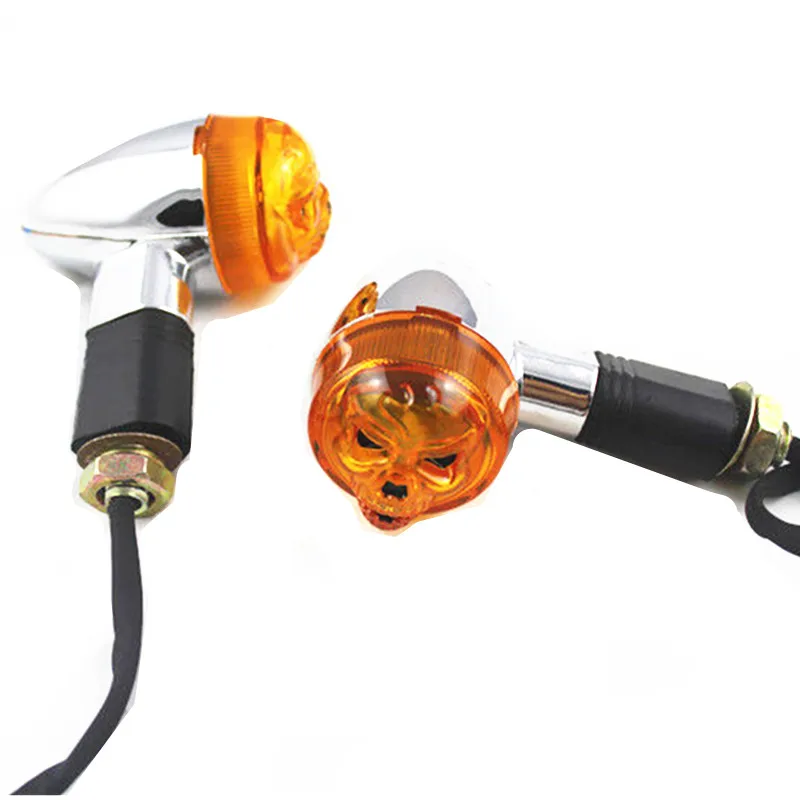 Хромированный поворотник с черепом для мотоцикла Harley Softail Dyna скользящий Electra Glide Road Glide Chopper