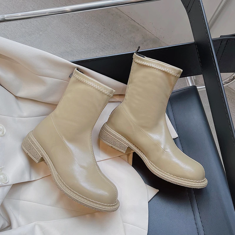 

Женские ботинки из ПУ кожи, с круглым носком, на молнии