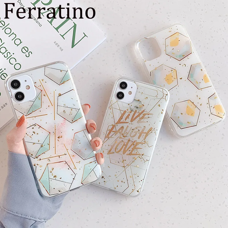 Роскошный чехол для телефона с буквами из золотой фольги iPhone SE 2020 11 Pro Max X XR XS MAX 8 7