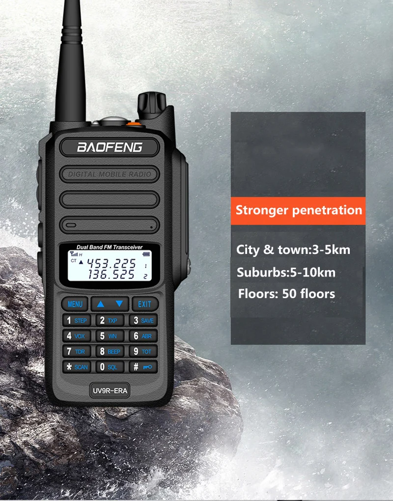 IP68 Водонепроницаемая рация дальность действия 25 км baofeng uv-9r ERA plus cb ham Радио hf приемопередатчик UHF VHF радиостанция