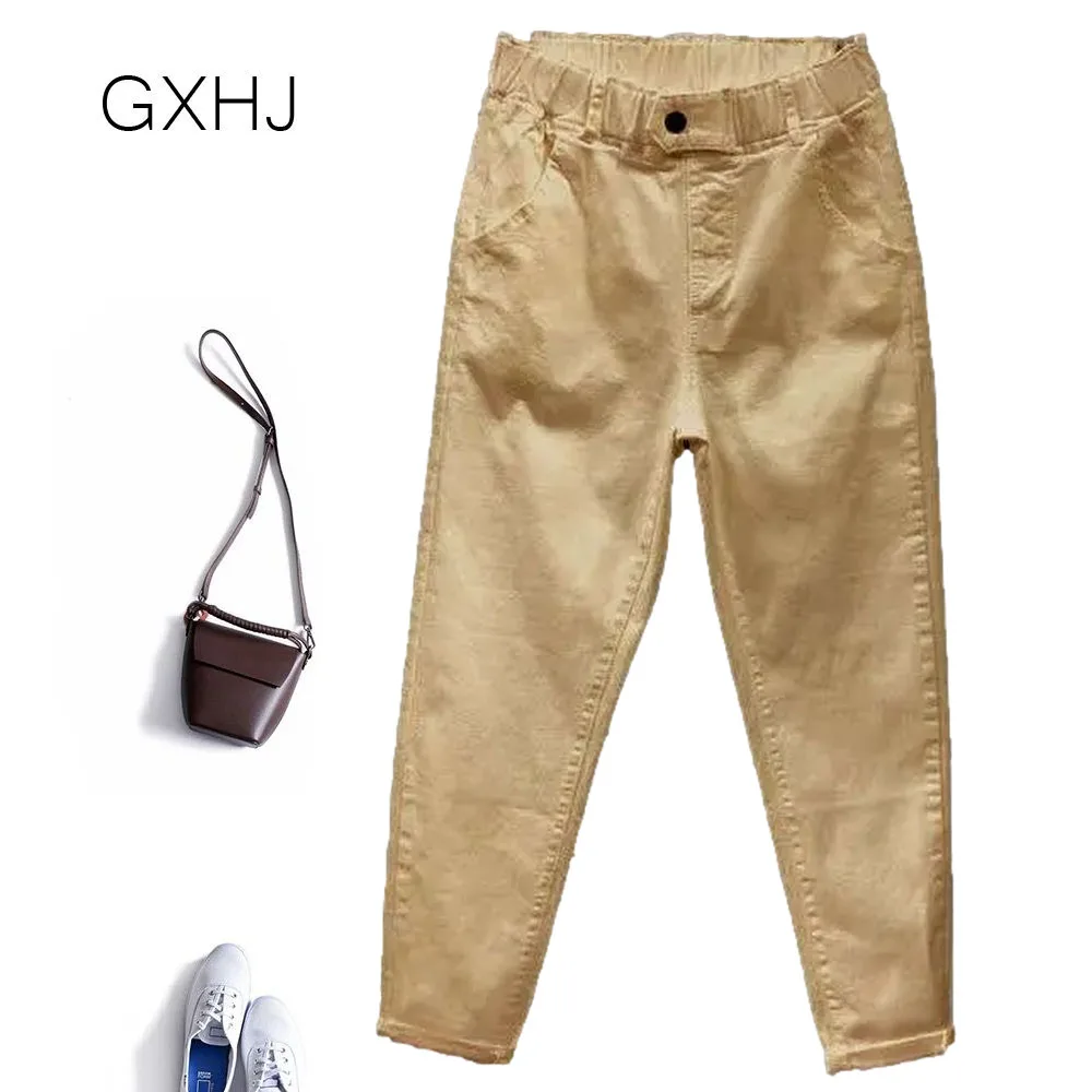 

Women Casual Elastic High Waist 2022 New Fashion Pants Pleated Pant Trousers Femme Harem Pants For Women Streetwear LHJ148