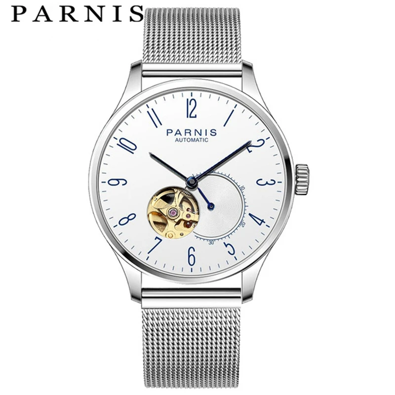 Часы мужские механические Автоматические из нержавеющей стали серебристые